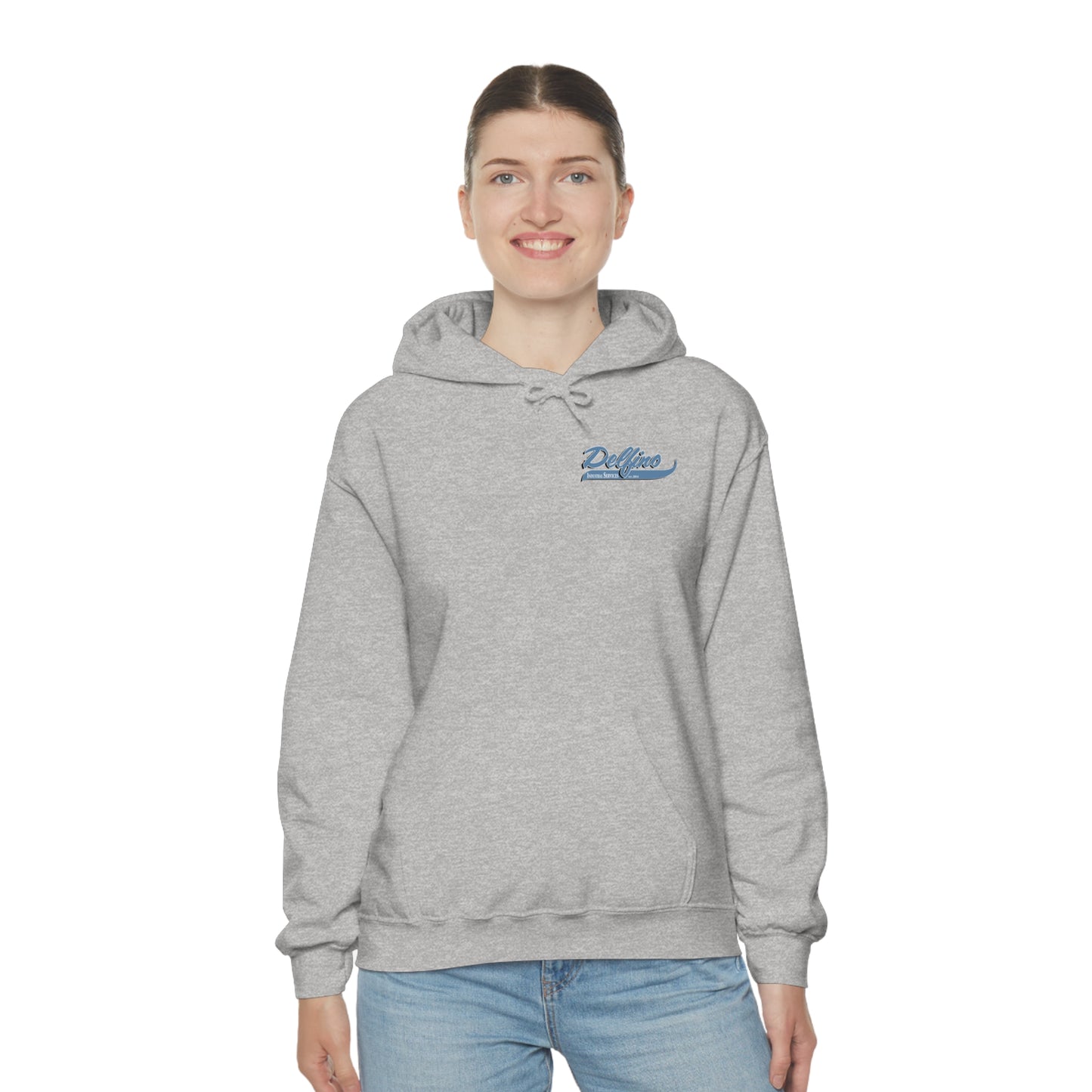 Delfino Unisex Heavy Blend™ Hooded Sweatshirt Blue Logo