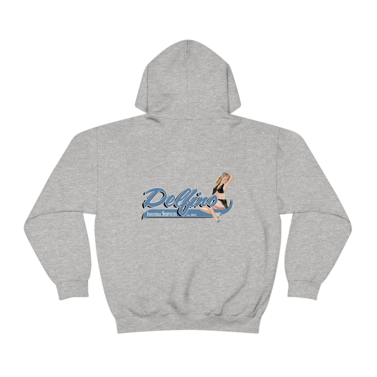 Delfino Unisex Heavy Blend™ Hooded Sweatshirt Blue Logo