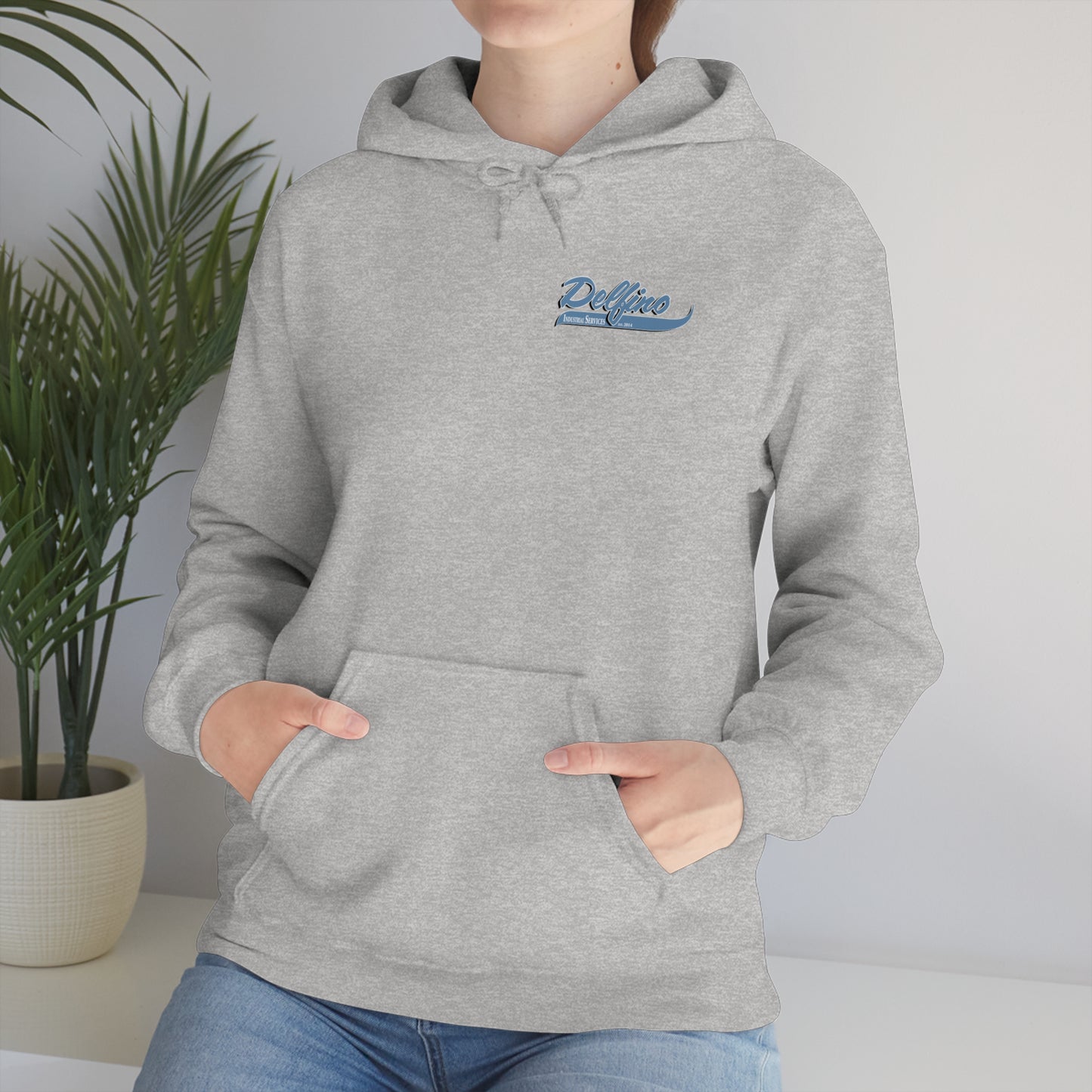 Delfino Unisex Heavy Blend™ Hooded Sweatshirt Blue Logo