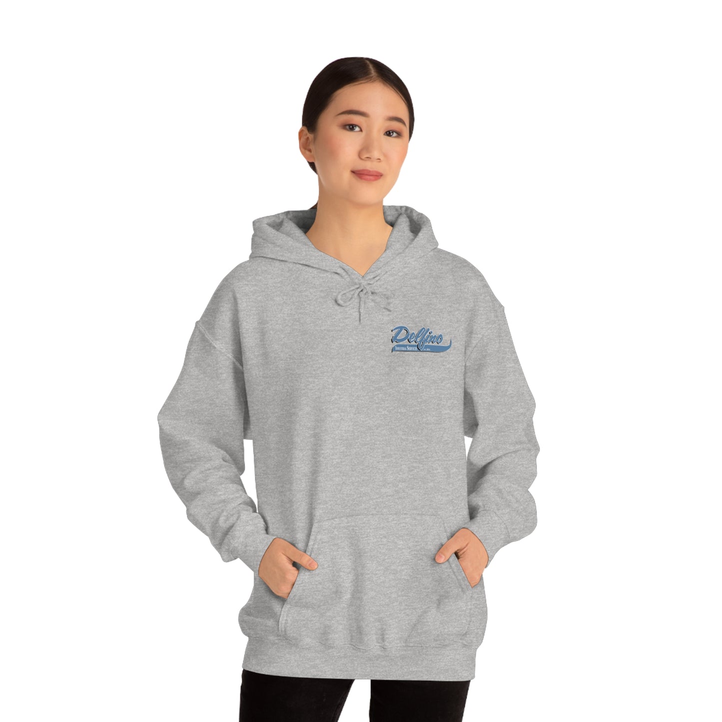 Delfino Unisex Heavy Blend™ Hooded Sweatshirt Blue Logo