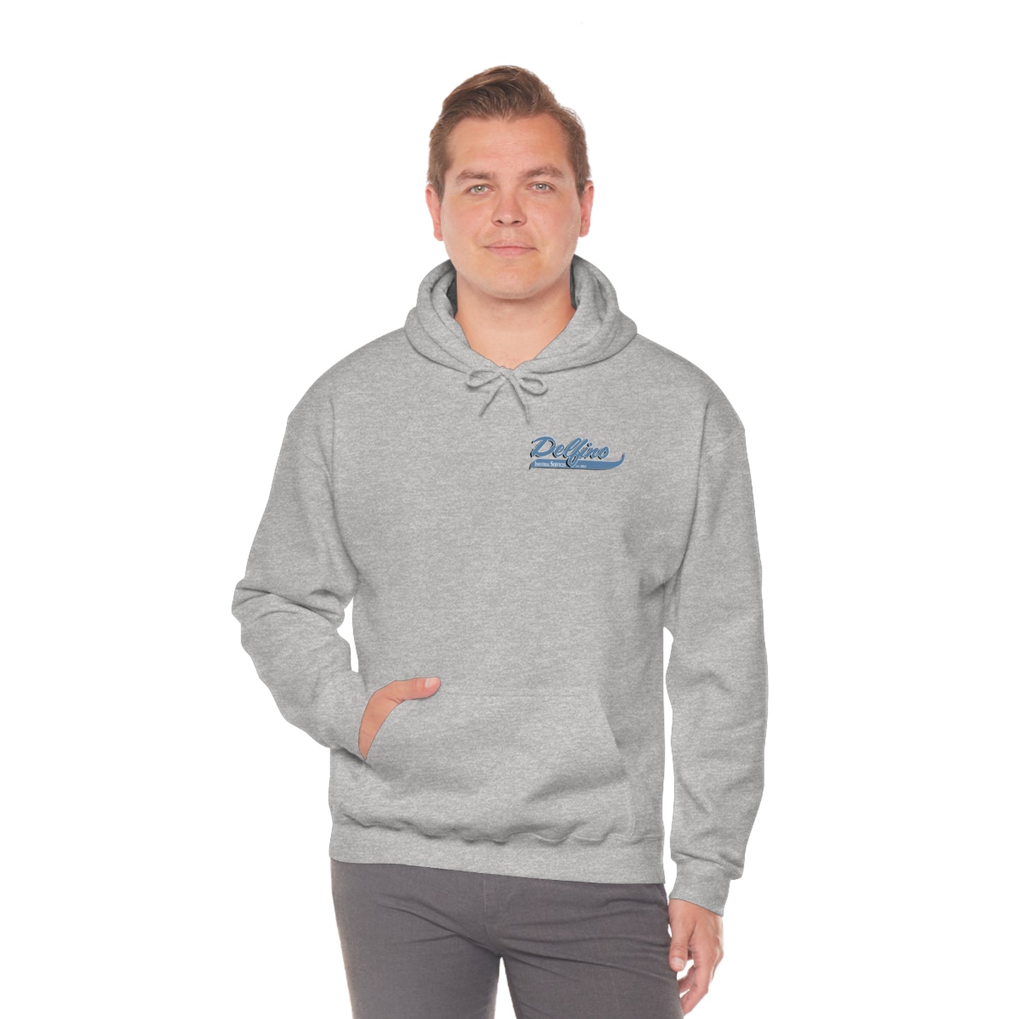 Delfino Unisex Heavy Blend™ Hooded Sweatshirt Blue Logo