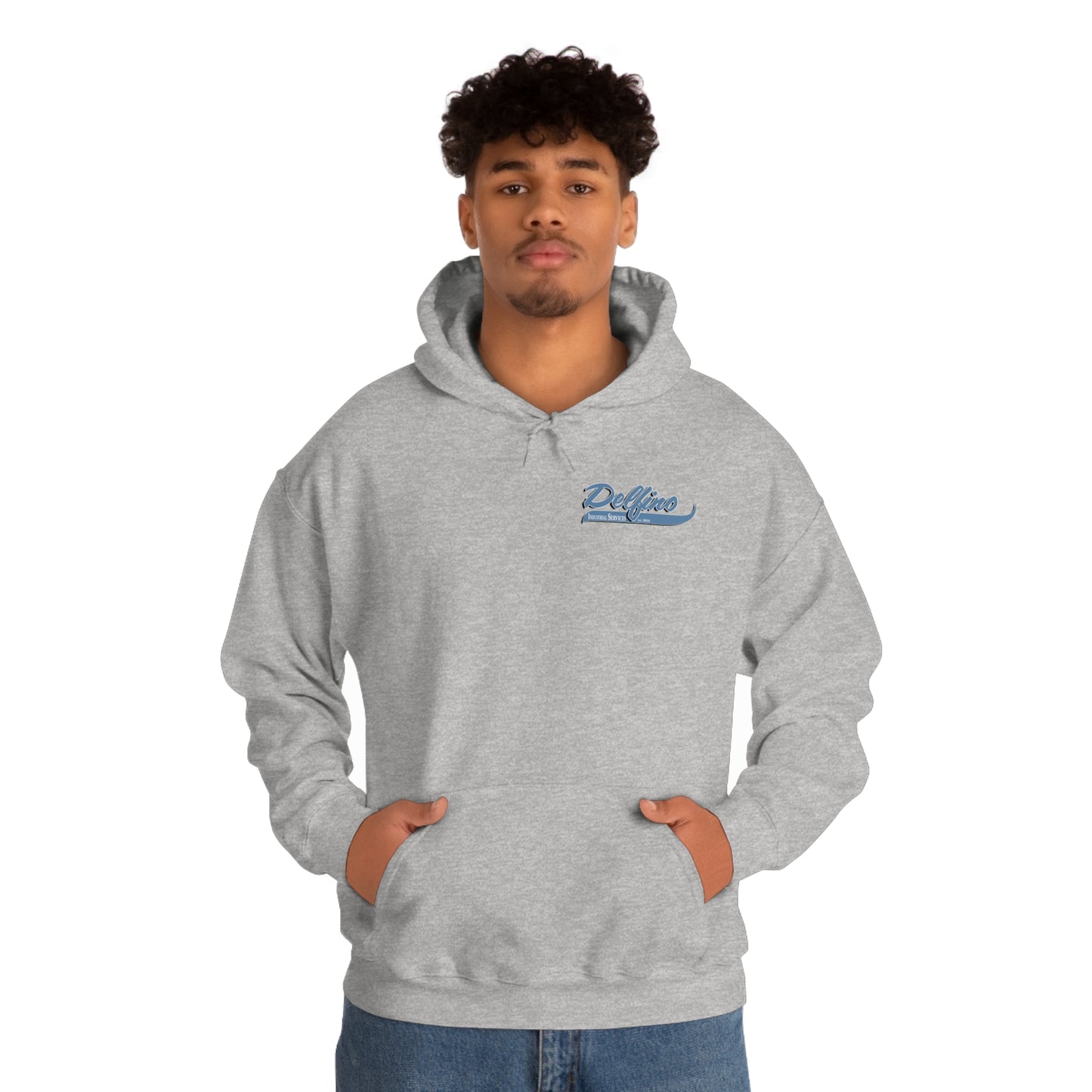 Delfino Unisex Heavy Blend™ Hooded Sweatshirt Blue Logo