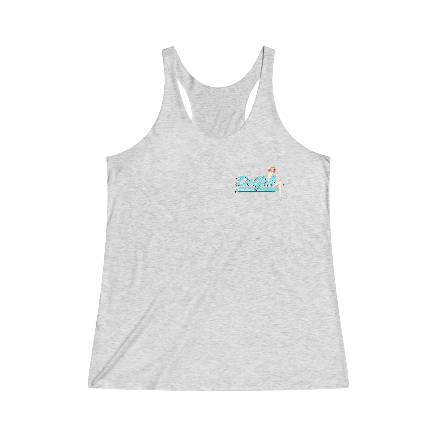 Women's Tri-Blend Delfino Racerback Tank Teal Logo