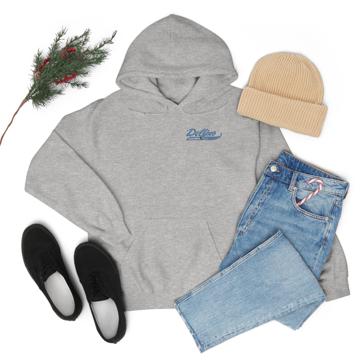 Delfino Unisex Heavy Blend™ Hooded Sweatshirt Blue Logo