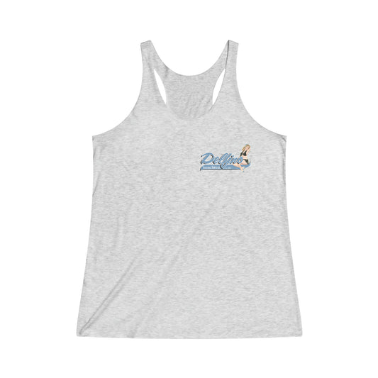Women's Tri-Blend Delfino Racerback Tank Blue Logo